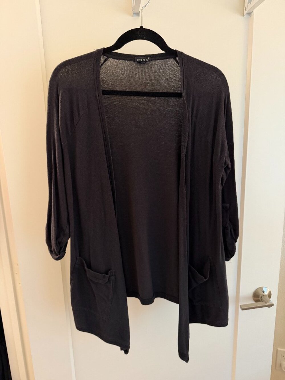Forever 21 Charcoal Open Front Cardigan - Size M